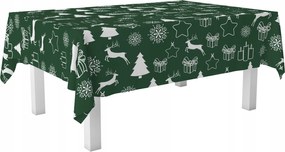 Zöld Rénszarvas Abrosz 140x180 Vastag Karácsonyi Sima Univerzális Asztalra