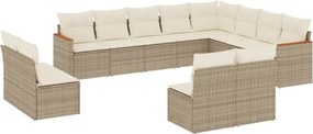 vidaXL 12 részes bézs polyrattan kerti ülőgarnitúra párnákkal