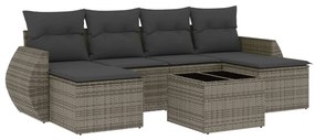 7 részes szürke polyrattan kerti ülőgarnitúra párnákkal