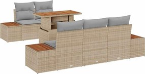 vidaXL Kerti Kanapé Szett tárolóval 6 pcs Bézs Poli rattan