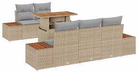 vidaXL Kerti Kanapé Szett tárolóval 6 pcs Bézs Poli rattan