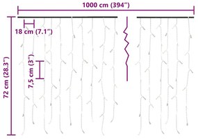 melegfehér LED-es jégcsap fényfüggöny 400 LED, 8 funkció