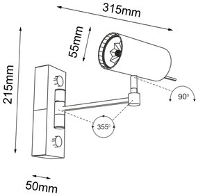 Shilo 2209 - Fali lámpa FUSSA 1xGU10/15W/230V fekete