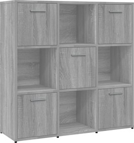 vidaXL szürke sonoma színű szerelt fa könyvszekrény 90 x 30 x 90 cm