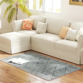 HOMCOM Modern Stílusú Rövid Szálú Nappali Szőnyeg, Mosható Terítő, Szőnyeg Nappalira, Hálószobába, 150 x 80 cm Sötétszürke | Aosom