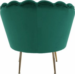 Fotel Art-deco stílusban, smaragd Velvet anyag/gold króm-arany, NOBLIN
