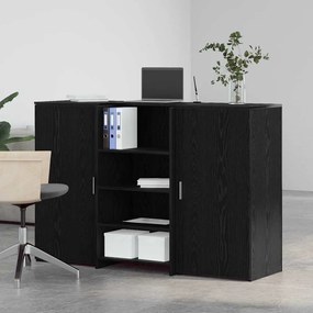 recepciós pult fekete tölgyszínű 155x50x103,5 cm szerelt fa