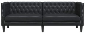 Chesterfield kanapé Argyle Fekete 194 x 74.5 x 70.5 cm Műbőr