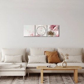 Kép - Festés rózsaszín virágok (órával) (90x30 cm)
