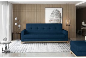 Kék bársony kinyitható-tárolóhelyes kanapé 216 cm Selene – ELTAP