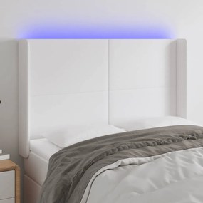fehér műbőr LED-es fejtámla 147x16x118/128 cm