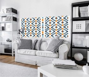 Fotótapéta Geometrikus figurák rombusz csíkok narancs-kék 250x104 +ragasztó