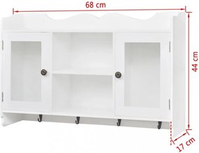 Fehér MDF fali könyvpolc/DVD/pohár tároló