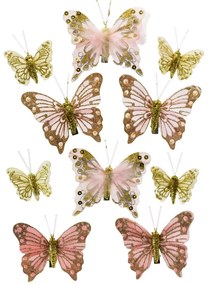 Pillangók díszkészlet, rózsaszín, 10 db-os