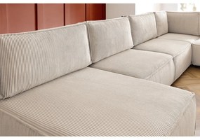 Krémszínű kordbársony sarokkanapé ("U" alakú-variálható) Nihad modular – Bobochic Paris