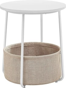 Kerek asztal, kis dohányzóasztal, 45⌀x50 cm fehér-bézs