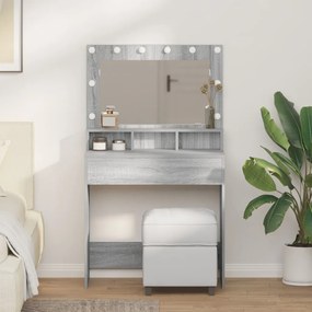 LED-es Sminktükör Szürke Sonoma 79x41x135 cm