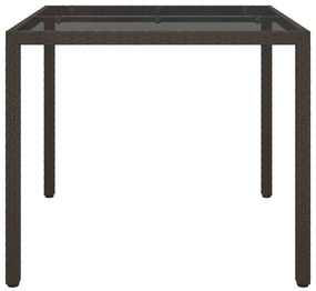 Kert étkezőasztal barna 90x90x75 cm polirattan