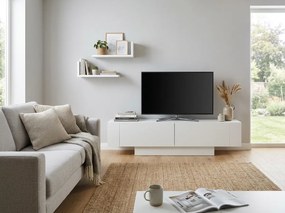 TV szekrény RENVALO fali polcokkal, fehér