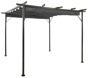 antracitszürke acél pavilon behúzható tetővel 3 x 3 m 180 g/m²
