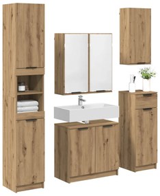 vidaXL Fürdőszoba bútor szett fiókkal 5 pcs Artisan tölgy Faanyag