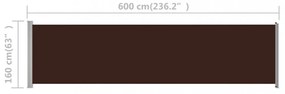 barna behúzható oldalsó terasz-napellenző 600 x 160 cm