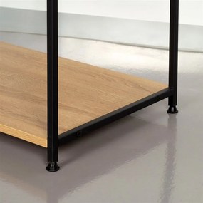 Intenso Home nyitott ruhafogas 3db polccal 60 x 175cm fém lábakkal modern tölgy színben | Előszobai ruhatároló cipőtartóval / nyitott gardrób