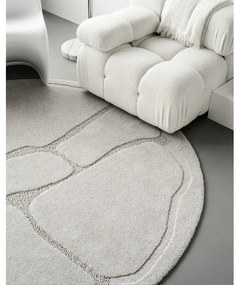 Világosszürke gyapjú kerek szőnyeg ø 133 cm Morphic Organica – Agnella