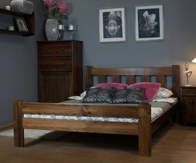 AMI nábytek Fenyőfa ágy Greta 160x200 cm, dió színben