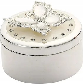 Doboz fém ékszerdoboz ezüst pillangó