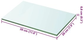 2 db átlátszó üveg paneles polc 20 x 30 cm