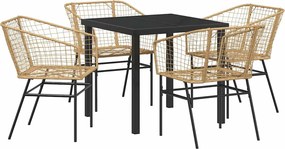 vidaXL Kert étkező szett 5 pcs Barna polirattan