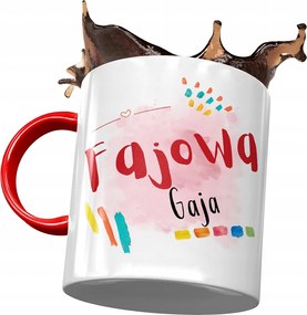 Piros Bögre Gaia Feleség Barátnő Ajándék Nyomtatott Fotóval