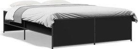 vidaXL fekete szerelt fa és fém ágykeret 135 x 190 cm