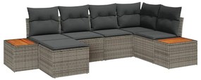 vidaXL Kerti Kanapé Szett párnával 6 pcs Szürke polirattan