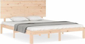 vidaXL tömör fa ágykeret fejtámlával King Size