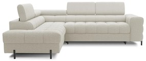Krémszínű buklé kinyitható-tárolóhelyes sarokkanapé (bal oldali-L alakú) Ferucce – ELTAP