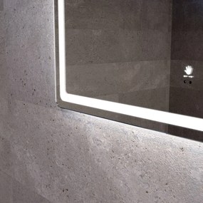 Fekvő fürdőszobai LED tükör 80x60cm | Gesztusvezérlés - Páramentesítő - Fényerő és színhőmérséklet szabályozás | Welland Type20H