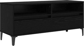 vidaXL TV szekrény Fekete tölgy 100 x 34,5 x 44,5 cm Műszaki fa és vas