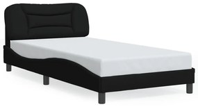 fekete szövet ágykeret LED-ekkel matrac nélkül 100x200 cm