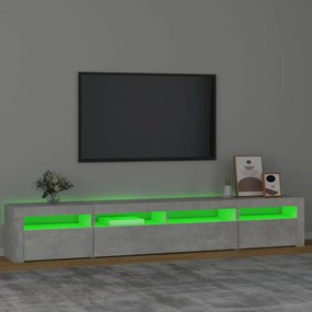 betonszürke TV-szekrény LED-lámpákkal 240x35x40 cm