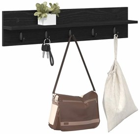 Fali Kabáthorog polcokkal Musta tammi 80 x 10.5 x 18 cm Faanyag