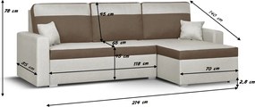 ASTRA3 Kinyitható sarokkanapé Szürke/krém