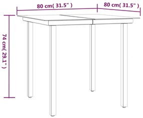 5 részes polyrattan és acél kerti étkezőgarnitúra