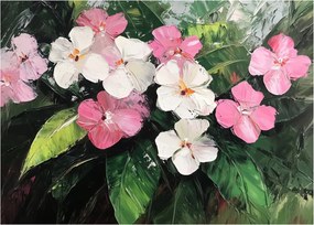 Üveg kép - Rózsaszín és fehér virágok (70x50 cm)