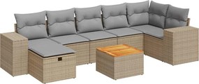 vidaXL 8 részes bézs polyrattan kerti ülőgarnitúra párnával