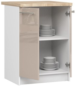 Alsó konyhaszekrény Ozara S60 2D (fehér + fényes cappuccino). Akció -15%. 1071110