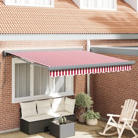 Automatikus behúzható napellenző piros-fehér csíkos 350x250 cm
