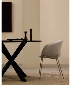 Bézs kárpitozott karfás étkezőfotel Yvette – Kave Home