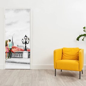 Fotótapéta ajtóra - Szerelmesek Párizsban (95x205cm)